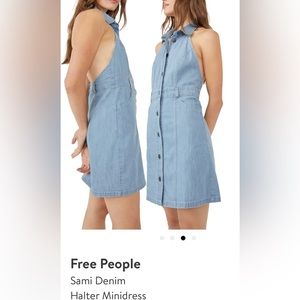 Free People Sami Denim Halter Dress